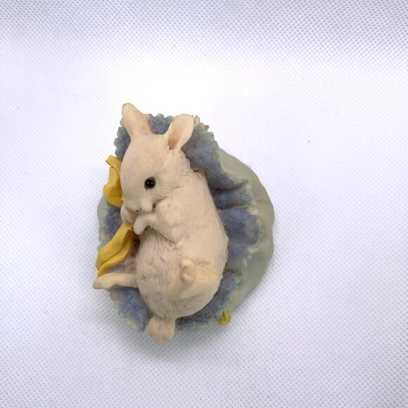 Baby Bunny Rabbit Blue Hat Bonnet Aynsley MasterCraft Hand Painted England VTG - Picture 10 of 11